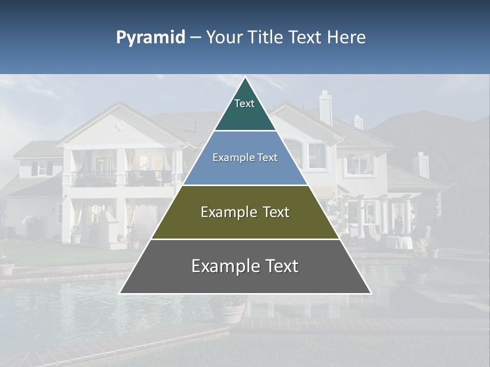A Large White House With A Pool In Front Of It PowerPoint Template