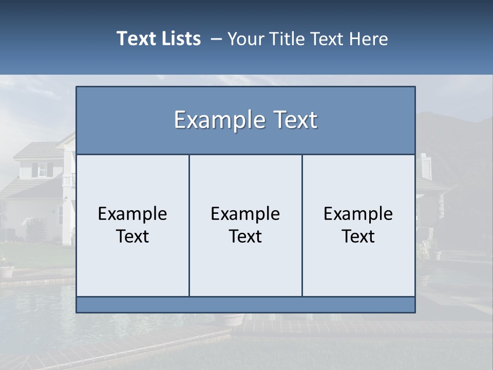 A Large White House With A Pool In Front Of It PowerPoint Template