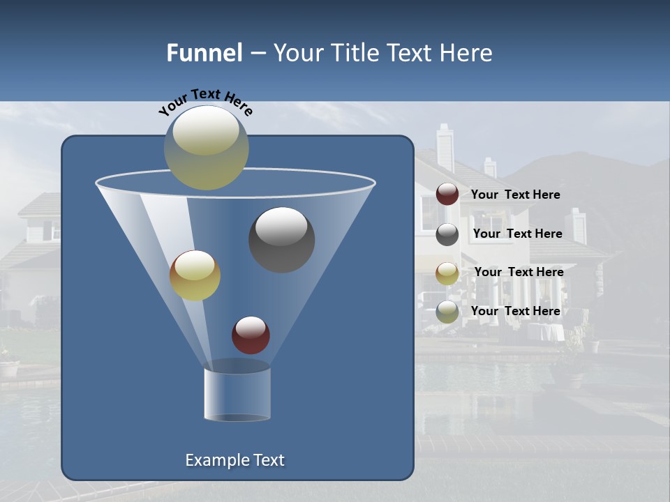 A Large White House With A Pool In Front Of It PowerPoint Template