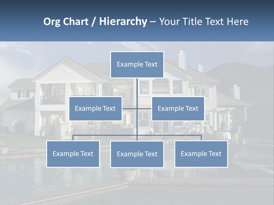 A Large White House With A Pool In Front Of It PowerPoint Template