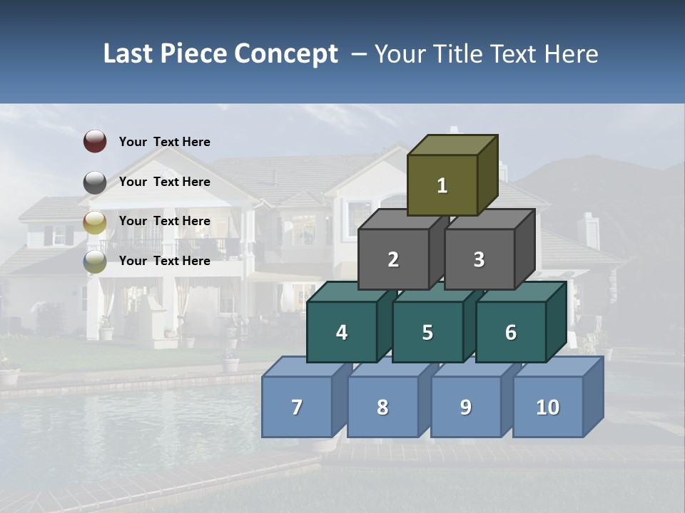 A Large White House With A Pool In Front Of It PowerPoint Template