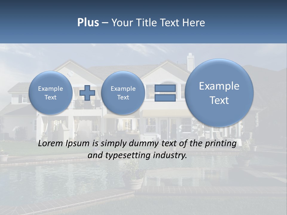 A Large White House With A Pool In Front Of It PowerPoint Template