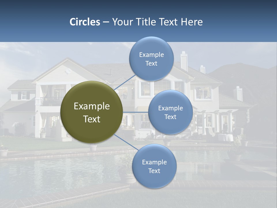 A Large White House With A Pool In Front Of It PowerPoint Template