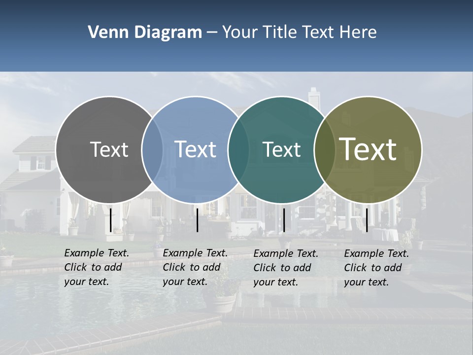 A Large White House With A Pool In Front Of It PowerPoint Template