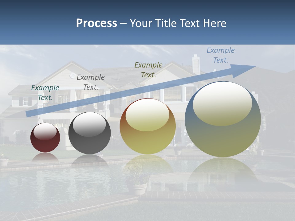 A Large White House With A Pool In Front Of It PowerPoint Template