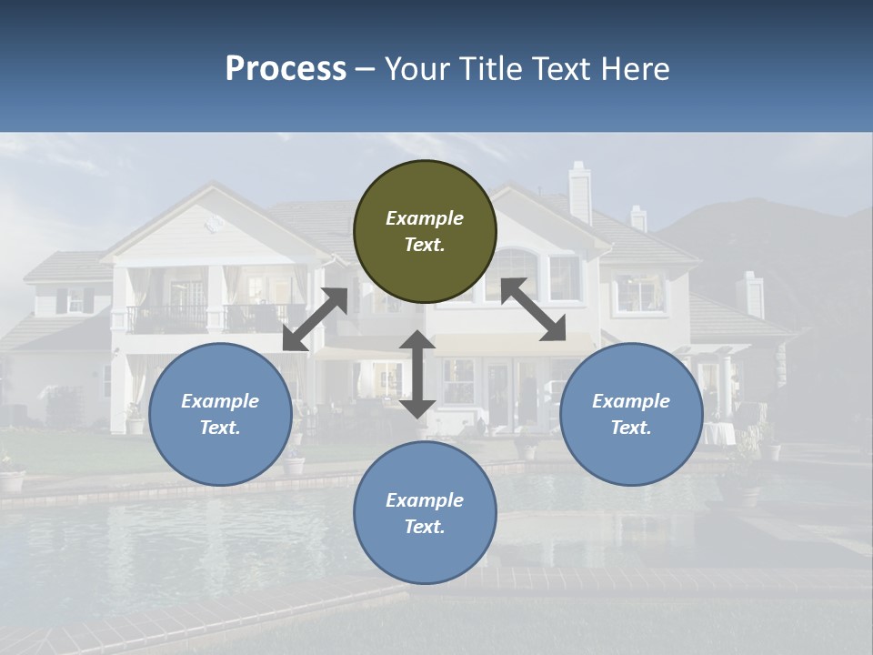 A Large White House With A Pool In Front Of It PowerPoint Template