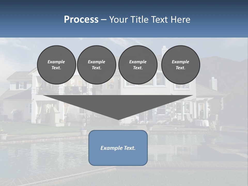 A Large White House With A Pool In Front Of It PowerPoint Template