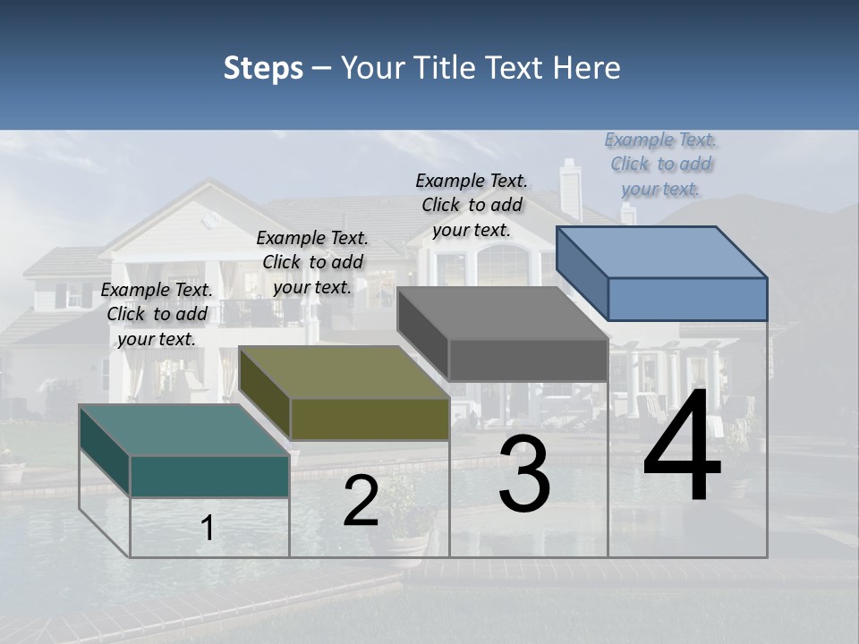 A Large White House With A Pool In Front Of It PowerPoint Template