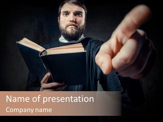 A Man Holding A Book Powerpoint Presentation PowerPoint Template