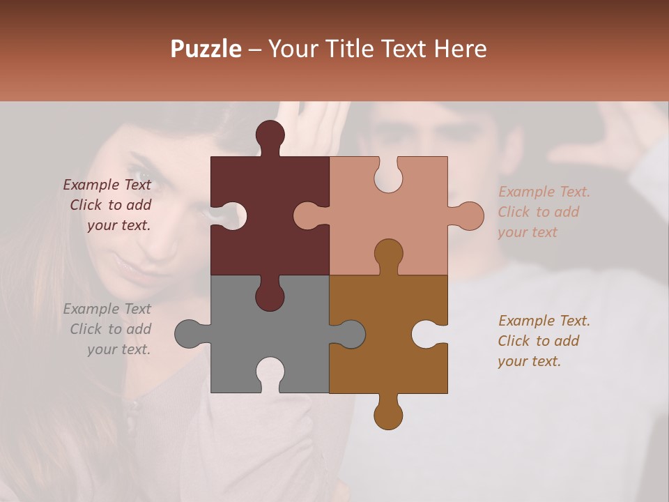 A Woman Holding A Sign With A Man Behind Her PowerPoint Template