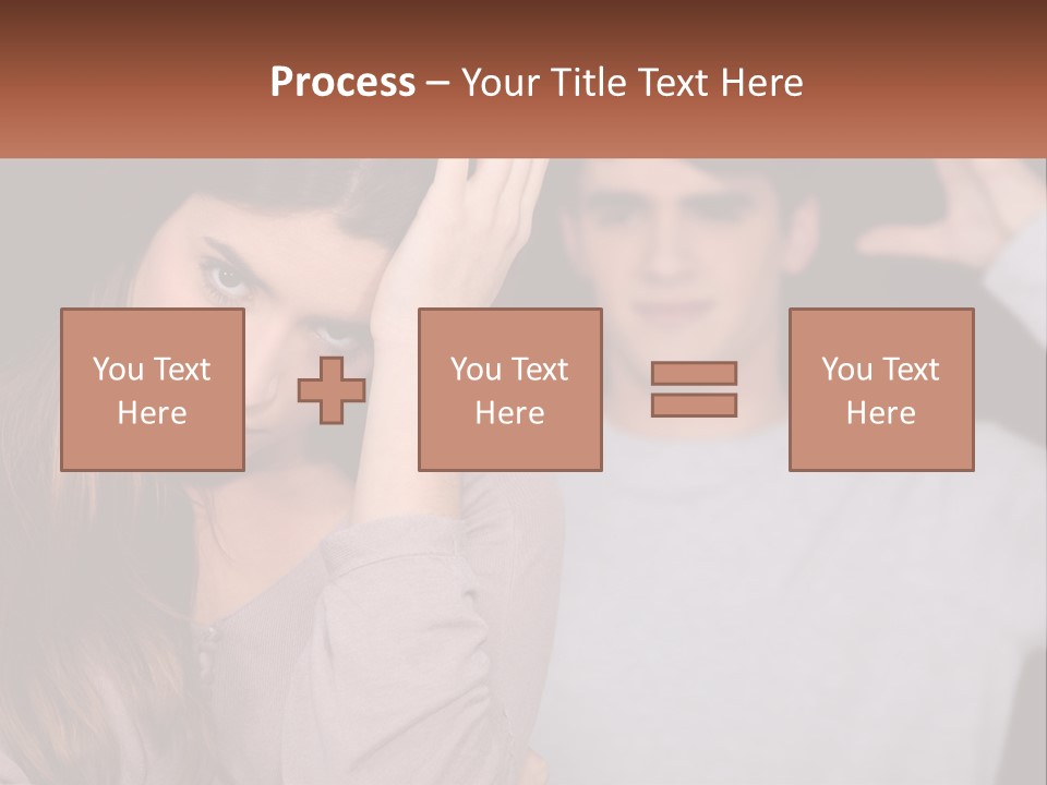 A Woman Holding A Sign With A Man Behind Her PowerPoint Template