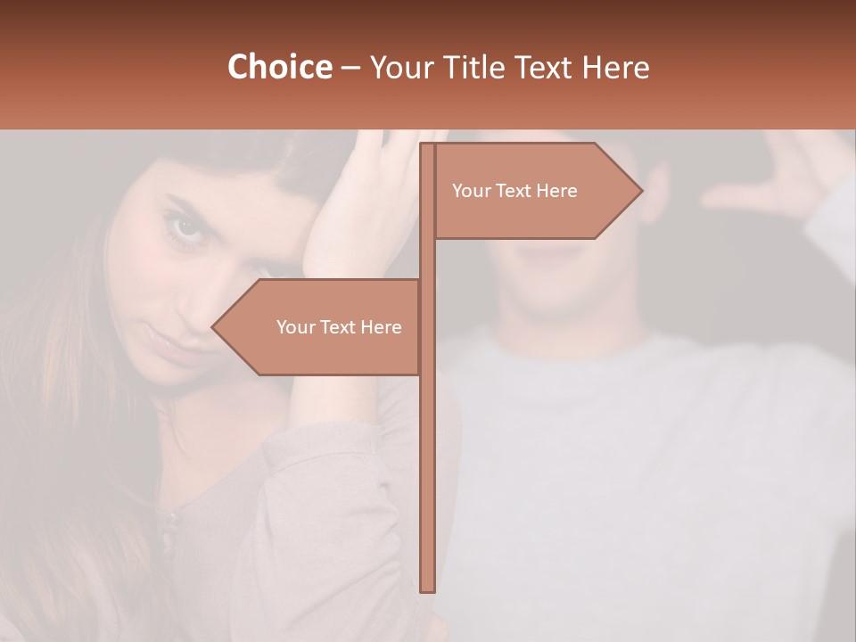 A Woman Holding A Sign With A Man Behind Her PowerPoint Template