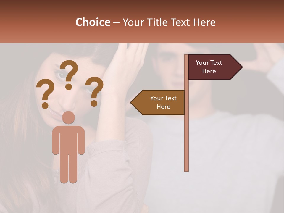 A Woman Holding A Sign With A Man Behind Her PowerPoint Template