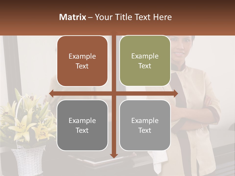 A Woman Standing In Front Of A Mirror With Her Arms Crossed PowerPoint Template