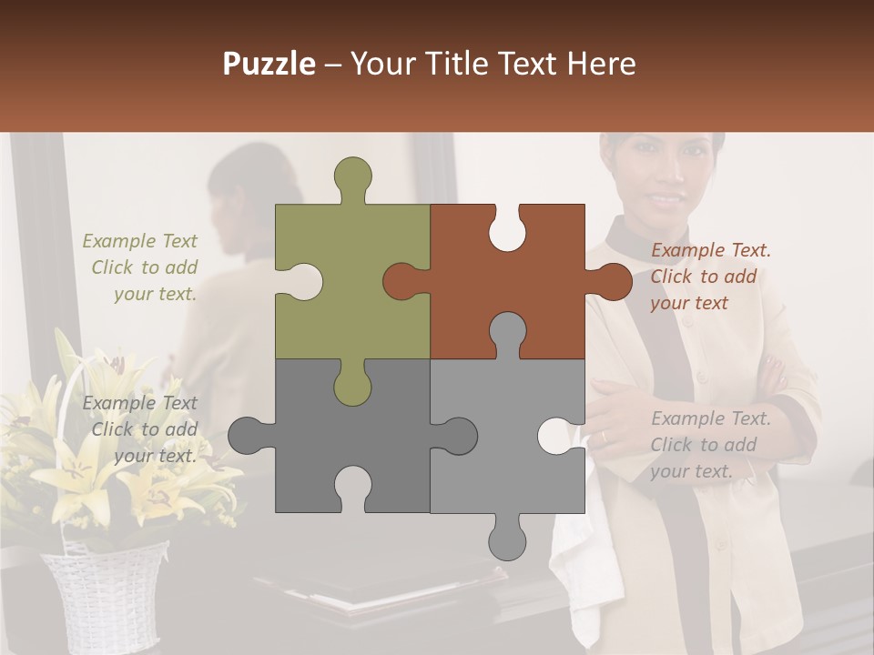 A Woman Standing In Front Of A Mirror With Her Arms Crossed PowerPoint Template