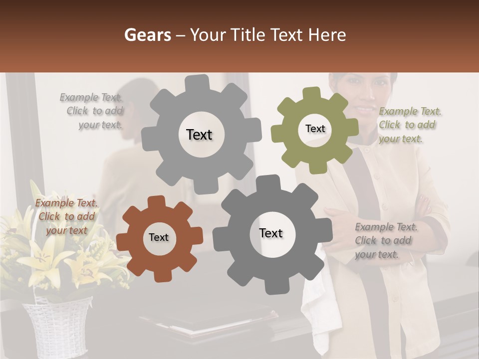 A Woman Standing In Front Of A Mirror With Her Arms Crossed PowerPoint Template