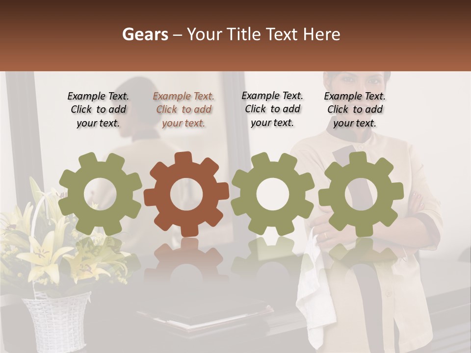 A Woman Standing In Front Of A Mirror With Her Arms Crossed PowerPoint Template