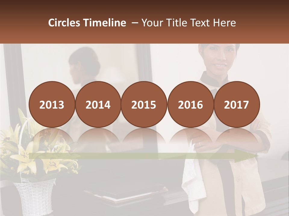 A Woman Standing In Front Of A Mirror With Her Arms Crossed PowerPoint Template