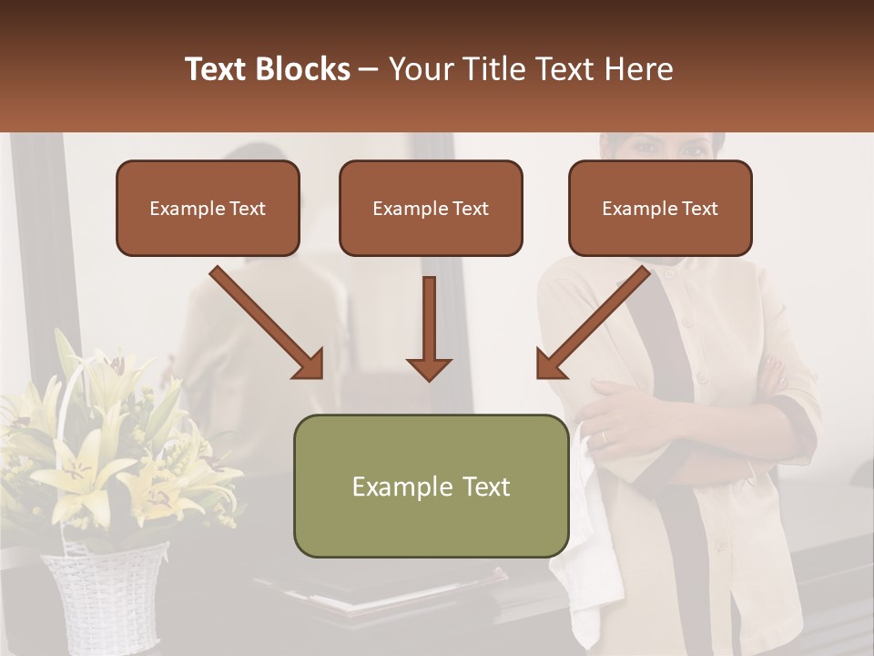 A Woman Standing In Front Of A Mirror With Her Arms Crossed PowerPoint Template