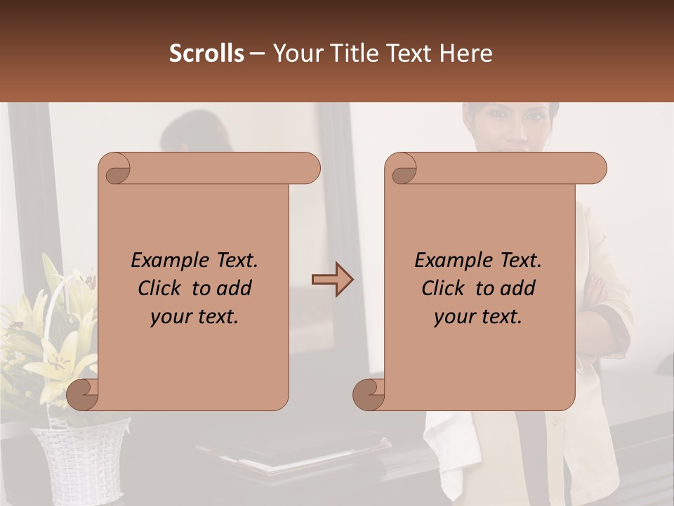 A Woman Standing In Front Of A Mirror With Her Arms Crossed PowerPoint Template