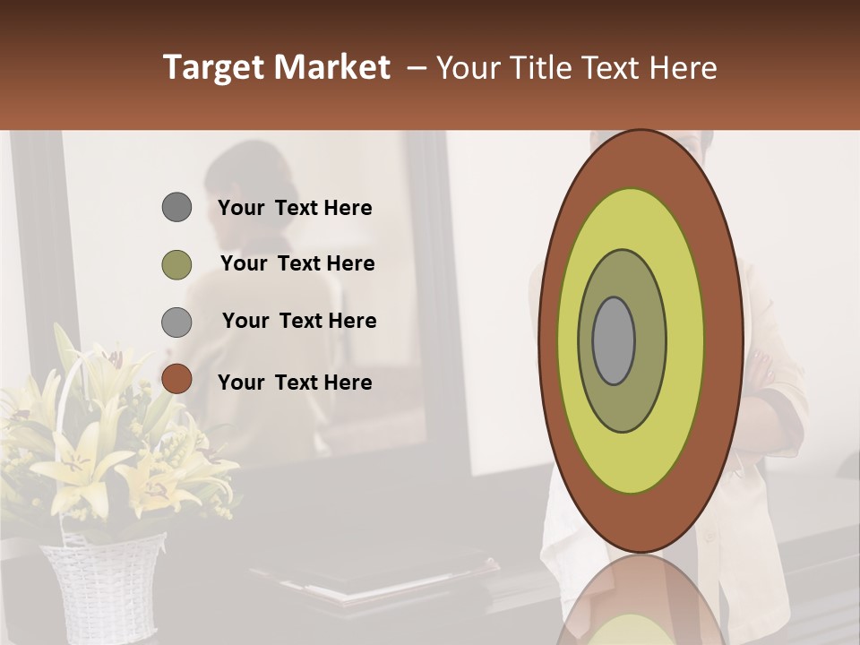 A Woman Standing In Front Of A Mirror With Her Arms Crossed PowerPoint Template