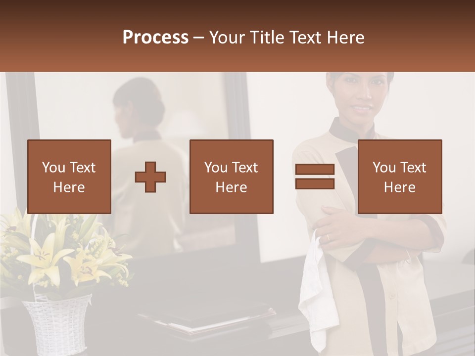 A Woman Standing In Front Of A Mirror With Her Arms Crossed PowerPoint Template