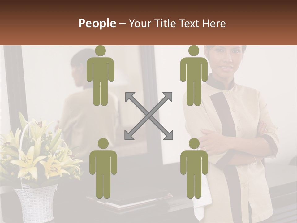 A Woman Standing In Front Of A Mirror With Her Arms Crossed PowerPoint Template