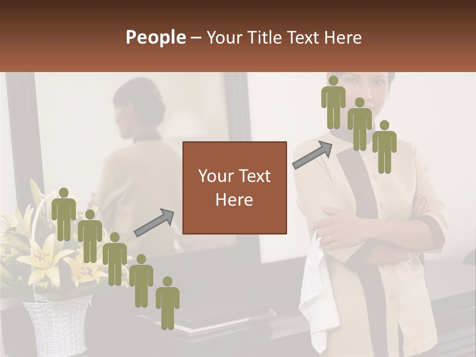 A Woman Standing In Front Of A Mirror With Her Arms Crossed PowerPoint Template