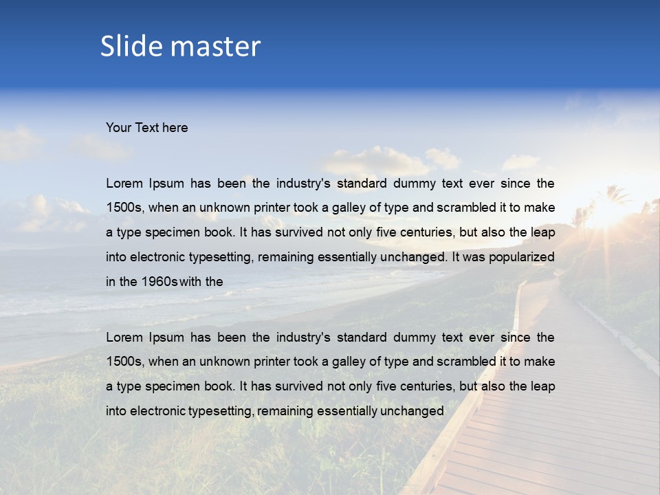 A Boardwalk Leading To The Beach With The Ocean In The Background PowerPoint Template