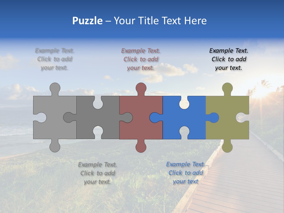 A Boardwalk Leading To The Beach With The Ocean In The Background PowerPoint Template