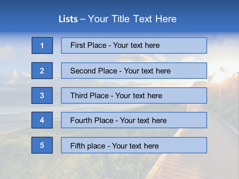 A Boardwalk Leading To The Beach With The Ocean In The Background PowerPoint Template