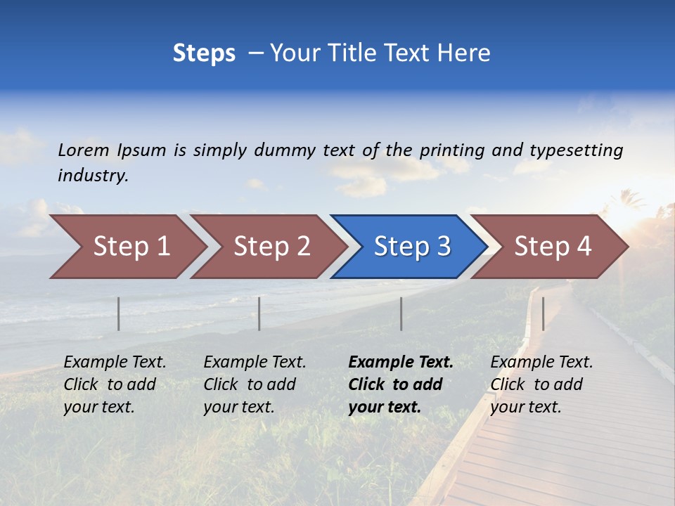 A Boardwalk Leading To The Beach With The Ocean In The Background PowerPoint Template
