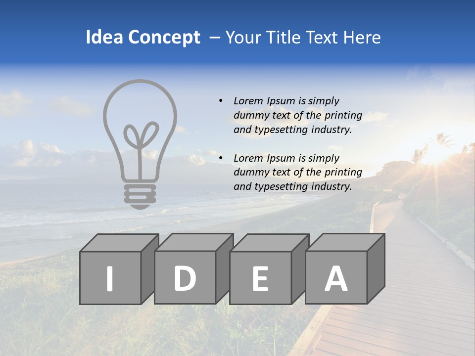 A Boardwalk Leading To The Beach With The Ocean In The Background PowerPoint Template