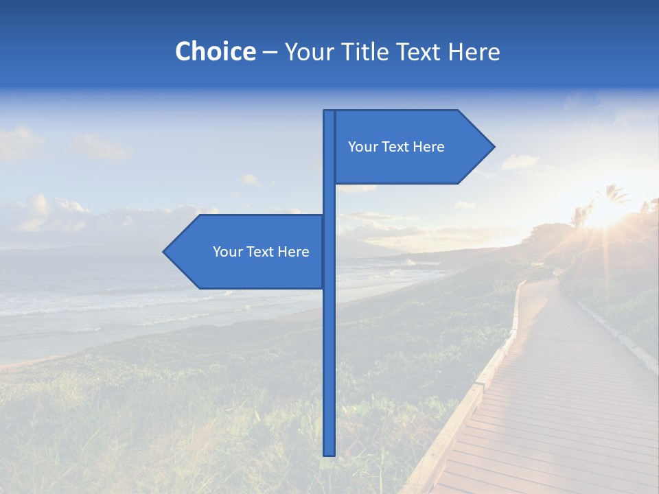 A Boardwalk Leading To The Beach With The Ocean In The Background PowerPoint Template