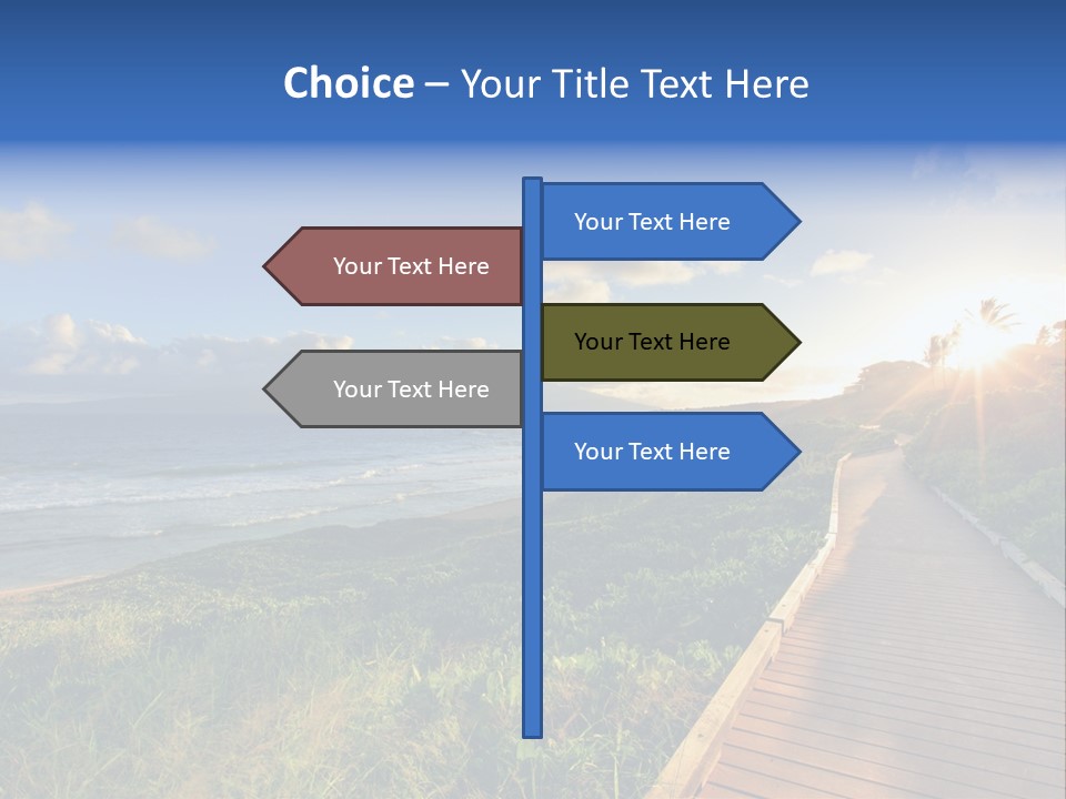 A Boardwalk Leading To The Beach With The Ocean In The Background PowerPoint Template