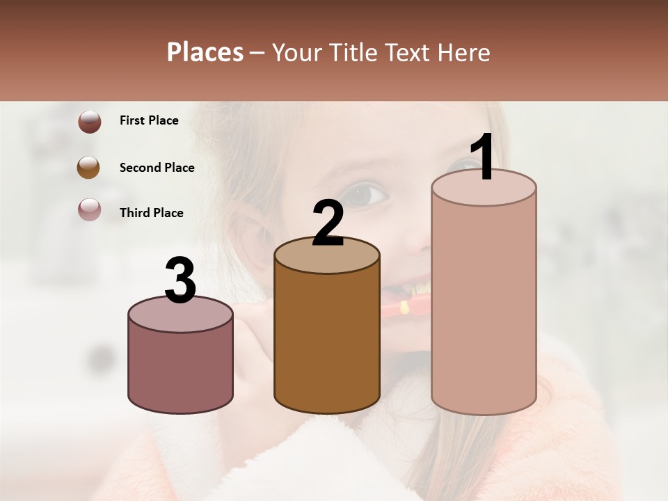 A Little Girl Brushing Her Teeth With A Toothbrush PowerPoint Template