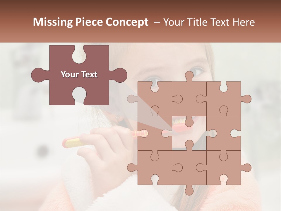 A Little Girl Brushing Her Teeth With A Toothbrush PowerPoint Template