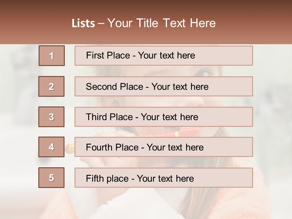 A Little Girl Brushing Her Teeth With A Toothbrush PowerPoint Template