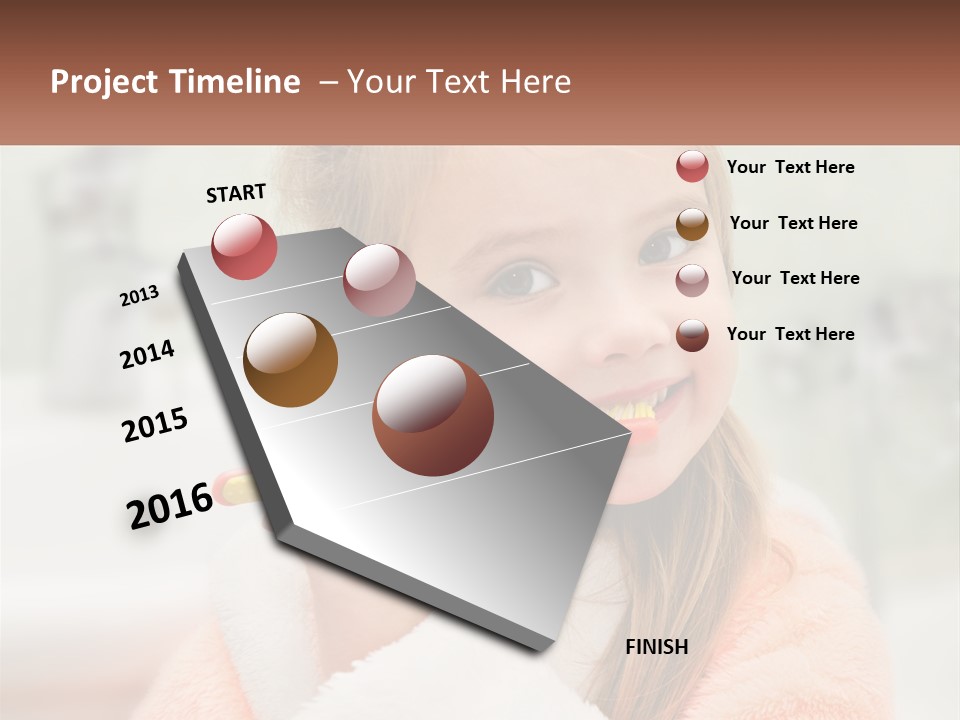 A Little Girl Brushing Her Teeth With A Toothbrush PowerPoint Template
