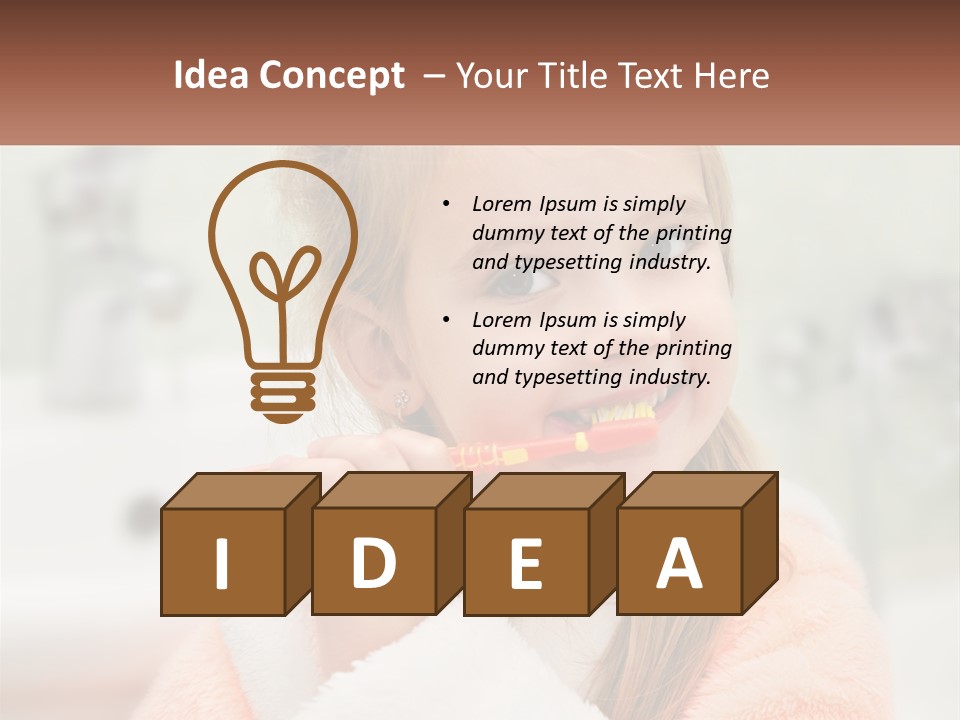 A Little Girl Brushing Her Teeth With A Toothbrush PowerPoint Template