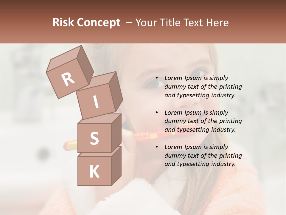 A Little Girl Brushing Her Teeth With A Toothbrush PowerPoint Template