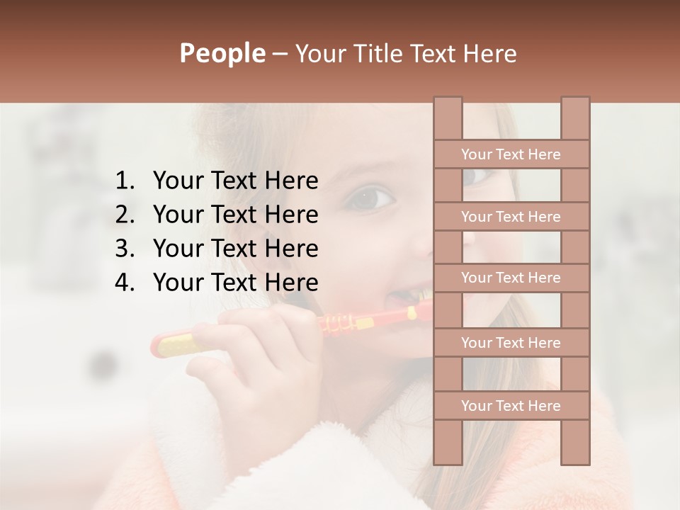 A Little Girl Brushing Her Teeth With A Toothbrush PowerPoint Template