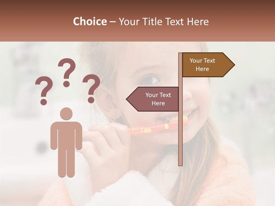 A Little Girl Brushing Her Teeth With A Toothbrush PowerPoint Template