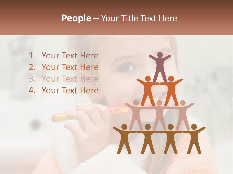A Little Girl Brushing Her Teeth With A Toothbrush PowerPoint Template