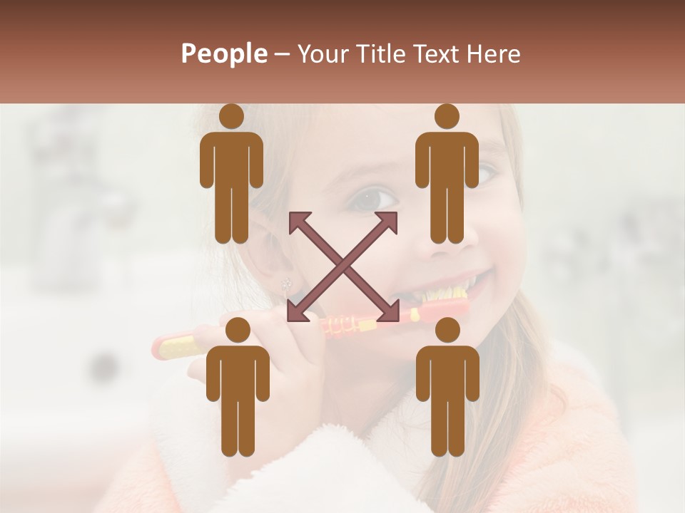 A Little Girl Brushing Her Teeth With A Toothbrush PowerPoint Template