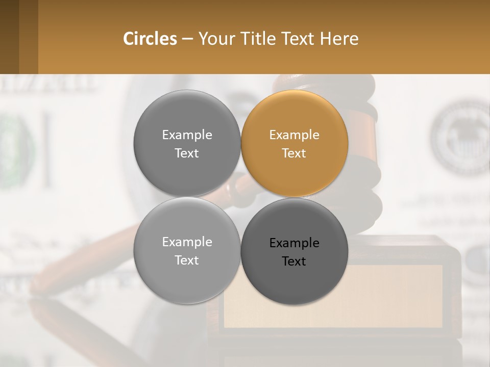 A Judge's Gavel On Top Of A Pile Of Money PowerPoint Template