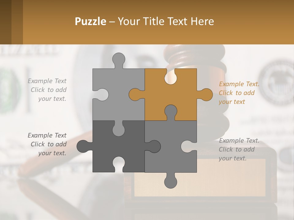 A Judge's Gavel On Top Of A Pile Of Money PowerPoint Template