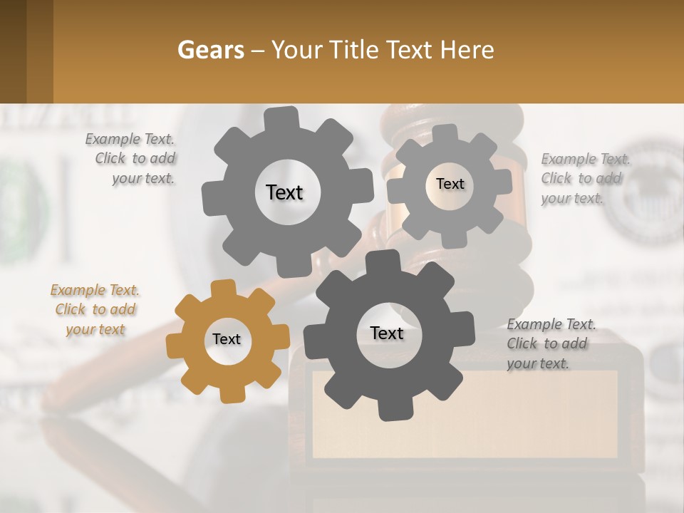 A Judge's Gavel On Top Of A Pile Of Money PowerPoint Template