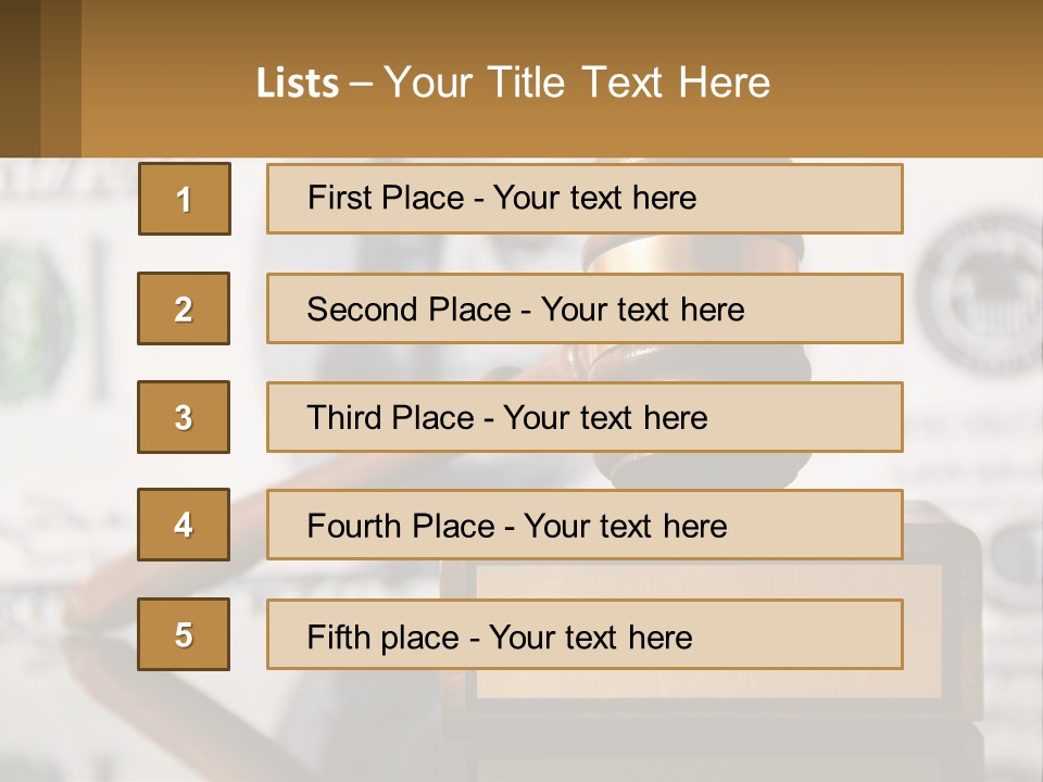 A Judge's Gavel On Top Of A Pile Of Money PowerPoint Template