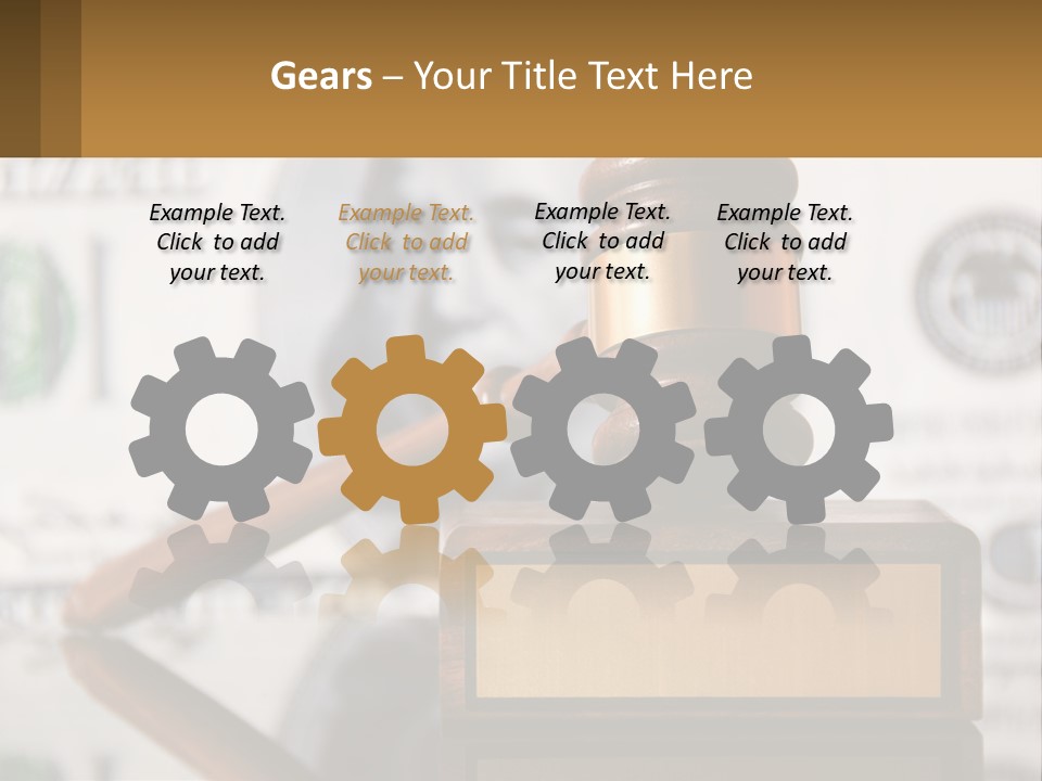 A Judge's Gavel On Top Of A Pile Of Money PowerPoint Template